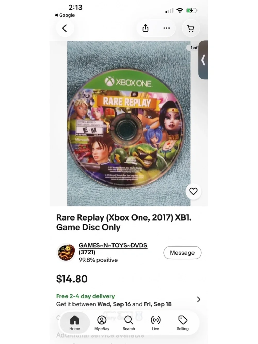Rare Replay Xbox One Game Disc Only